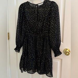 NWT Lauren Conrad A line Dress XS Petite Black Gold